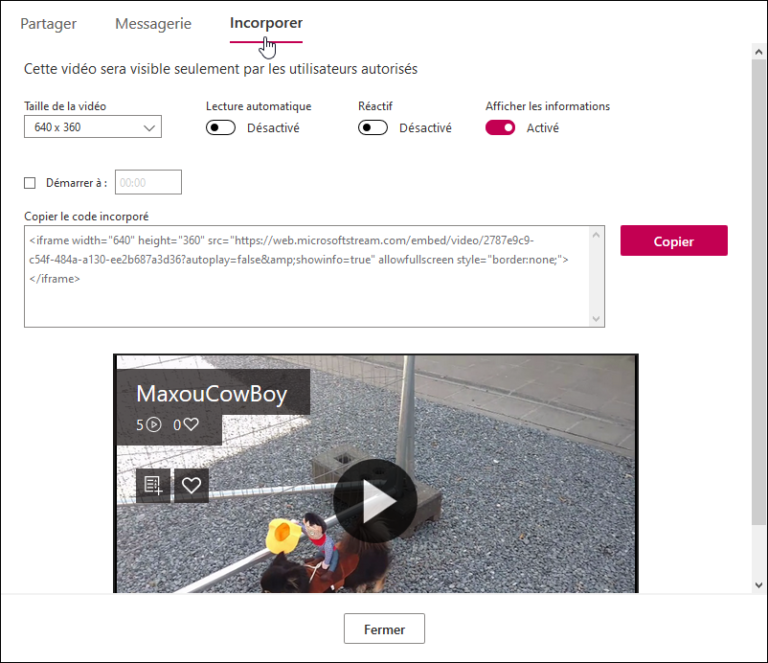 Incorporer une vidéo de Microsoft Stream dans Moodle Support Campus